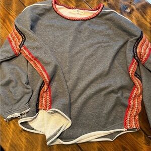 Natural life sweatshirt BOHO oversized knitted trim. Size S/M